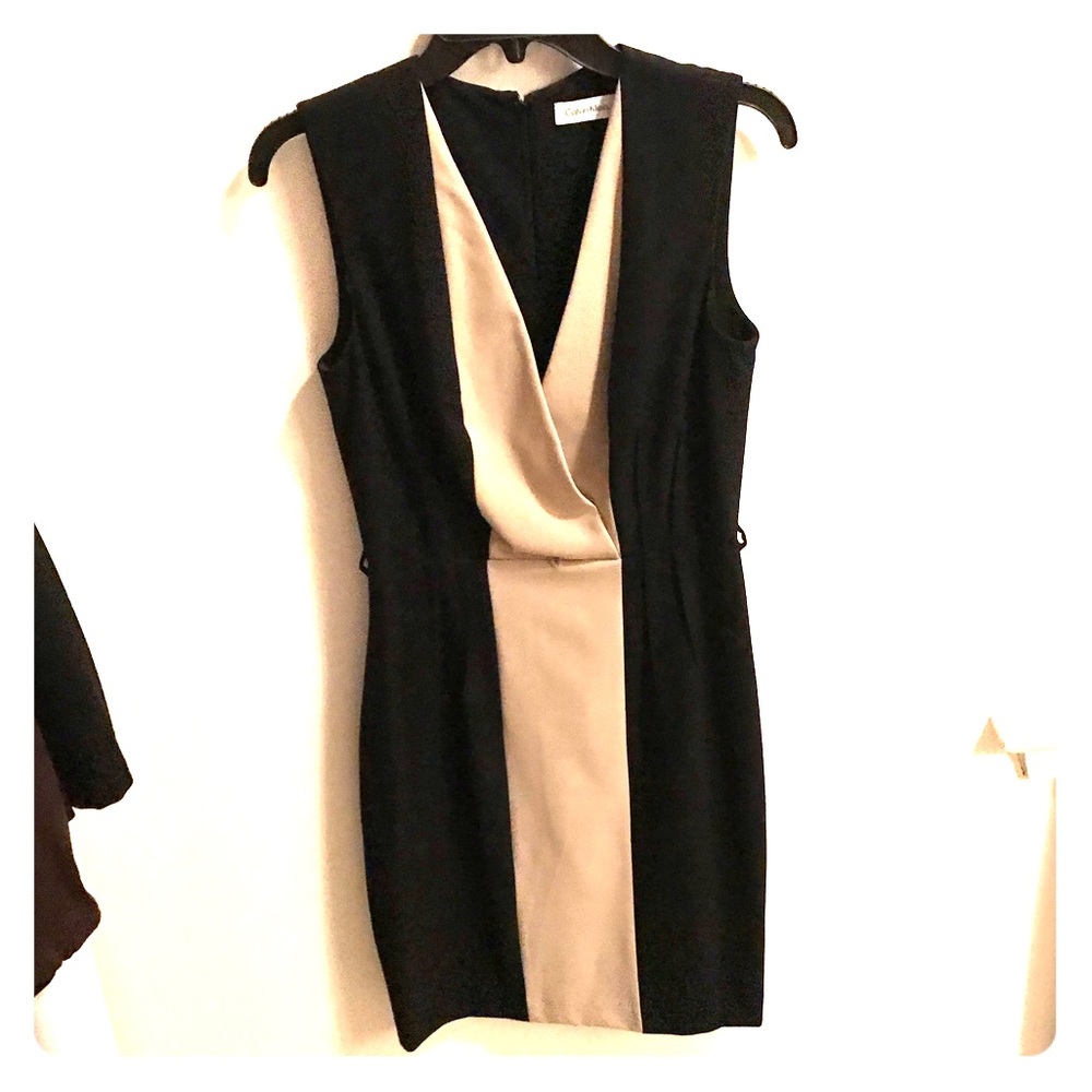 Calvin Klein Black and Tan Dress